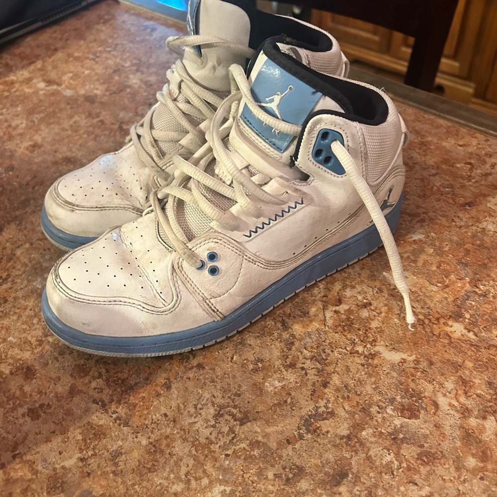 Jordan’s- White and Blue High-Top Sneakers